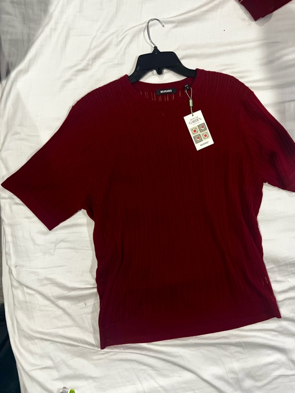 Murano Red Ribbed Short-Sleeve Dress Shirt